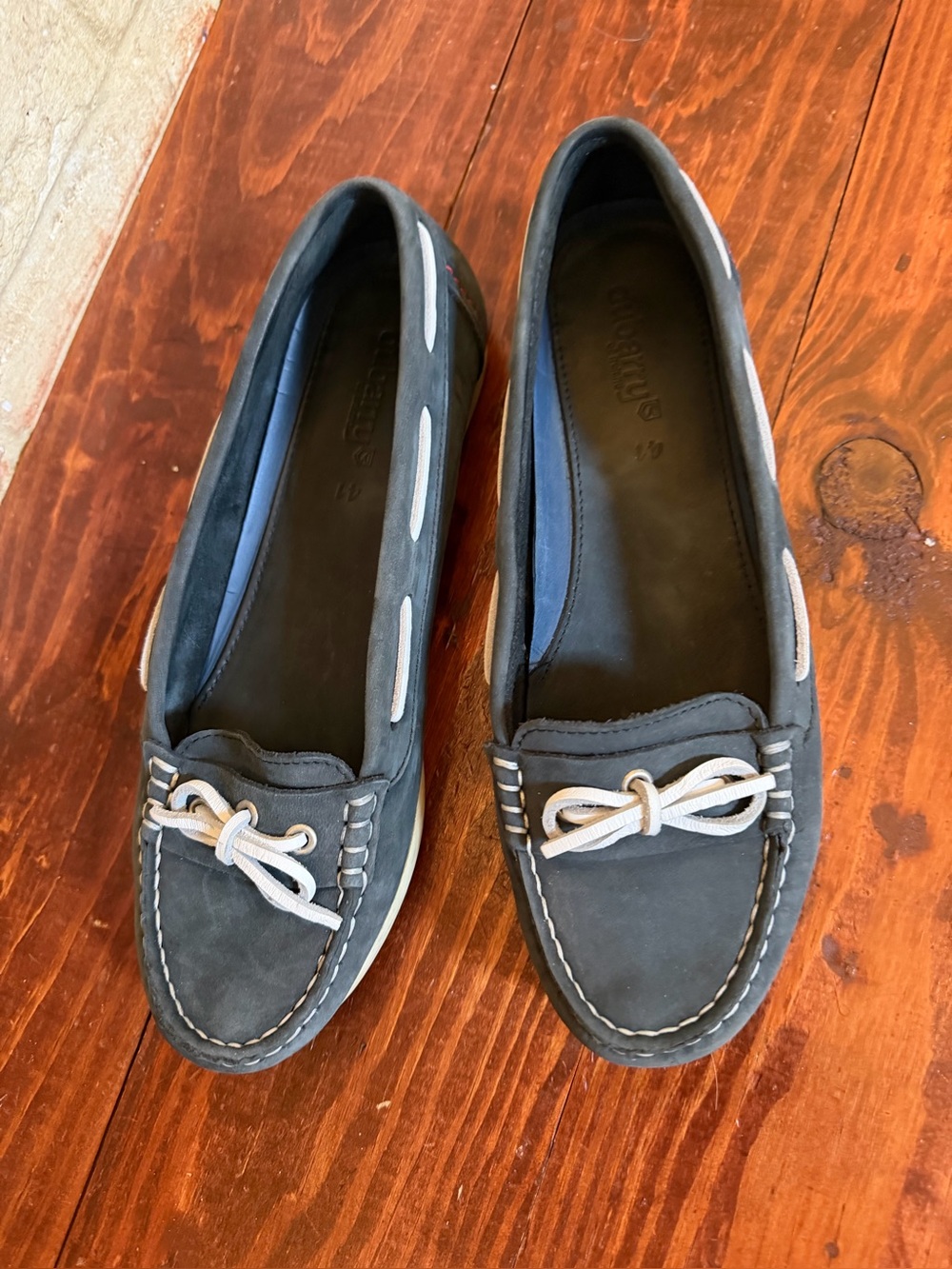 Dubarry of Ireland ,Women’s Navy Suede Moccasin Loafers with Ivory Laces